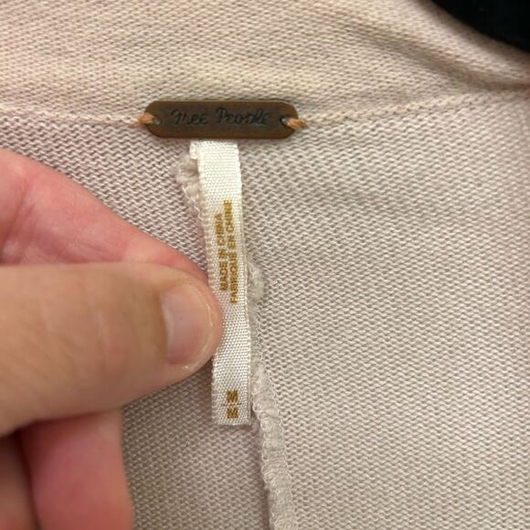 Free People distressed double breasted jacket cream blush size M BIN M - Picture 3 of 9